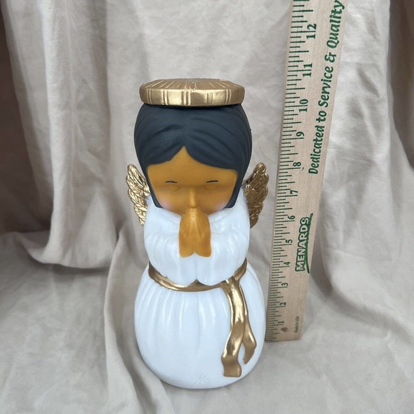 Angel Blow Mold 11 inch Lighted White Brown Gold Praying Battery‎ Christmas PC - Picture 6 of 8